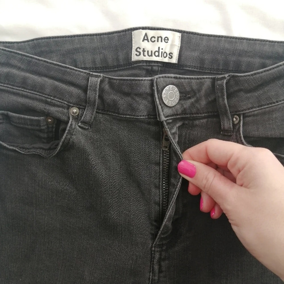 Acne Studios Skin 5 Skinny Jeans in "Used Black" Ankle Crop 26 (2) - Picture 9 of 16